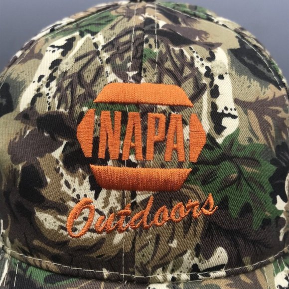 NAPA Auto Parts Outdoors Logo Camo Adjustable Trucker Baseball Strap Back Hat - Picture 2 of 8